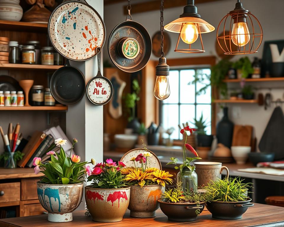 Upcycling old pans decorative project